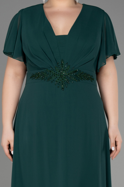 Robe de Soirée Grande Taille Longue Mousseline Émeraude ABU2308