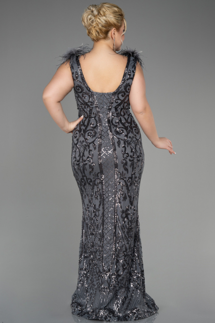 Robe De Fiançailles Grande Taille Longue Squameuse Anthracite ABU3671