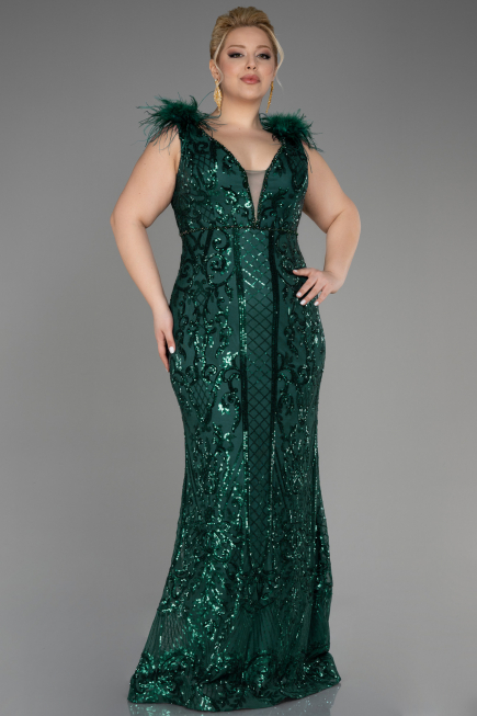 Robe De Fiançailles Grande Taille Longue Squameuse Émeraude ABU3671