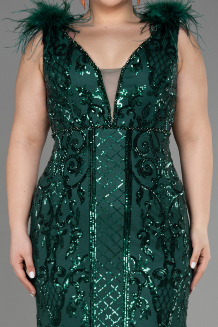Robe De Fiançailles Grande Taille Longue Squameuse Émeraude ABU3671