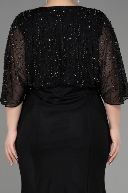 Robe De Fiançailles Grande Taille Longue Noir ABU3732
