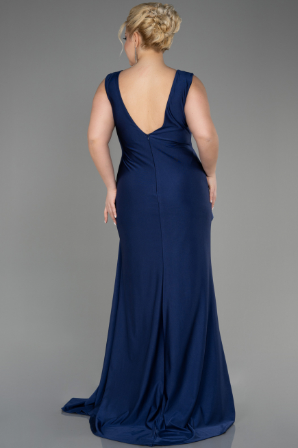 Robe Grande Taille Longue Bleu Marine ABU3737