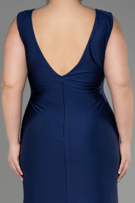 Robe Grande Taille Longue Bleu Marine ABU3737