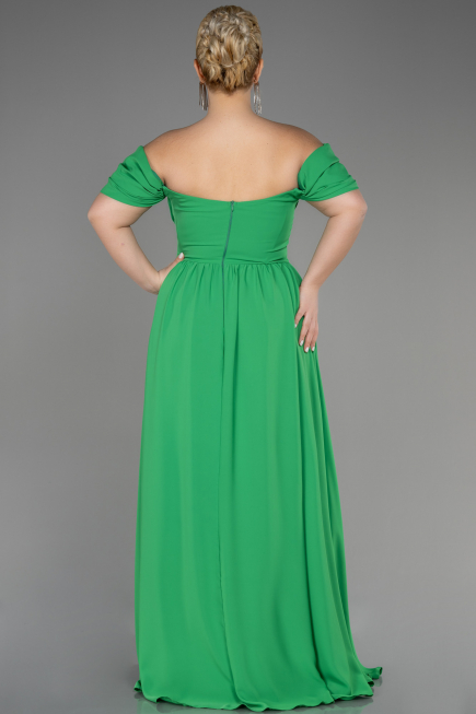 Robe de Soirée Grande Taille Longue Mousseline Vert ABU3738