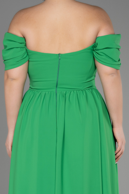 Robe de Soirée Grande Taille Longue Mousseline Vert ABU3738