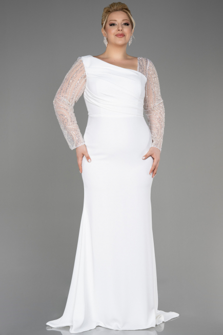 Robe De Mariée Grande Taille Longue Blanc ABU3713