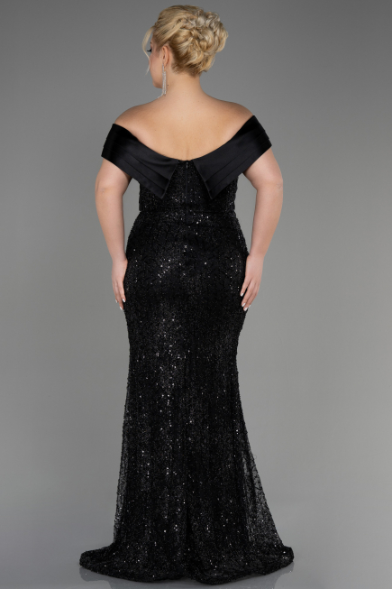 Robe De Fiançailles Grande Taille Longue Noir ABU3740