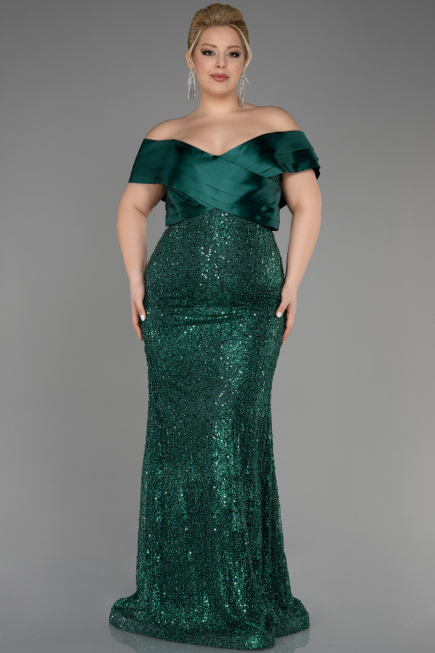 Robe De Fiançailles Grande Taille Longue Émeraude ABU3740