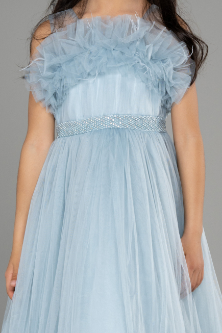 Robe de Soirée Enfants Longue Bleu ABU3726