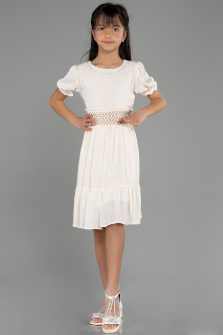 Robe de Soirée Enfants Midi Blanc ABK1948