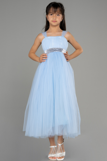 Robe De Soirée Enfants Longue Bleu clair ABU3031