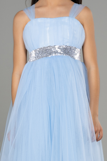 Robe De Soirée Enfants Longue Bleu clair ABU3031