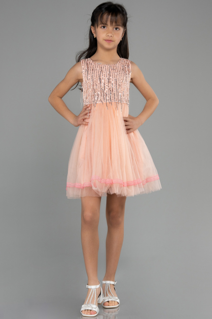 Robe de Soirée Enfants Courte Saumon ABK1973