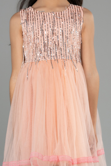 Robe de Soirée Enfants Courte Saumon ABK1973