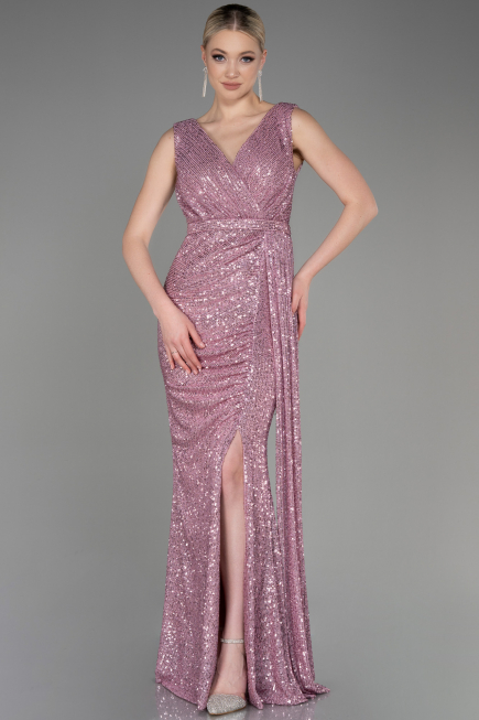 Robe de Soirée Longue Squameuse Poudre ABU3201