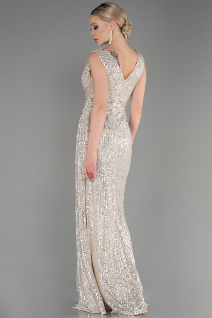 Robe de Soirée Longue Squameuse Vison ABU3201