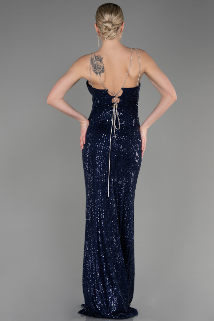 Robe Queue de Poisson Longue Bleu Marine ABU3768