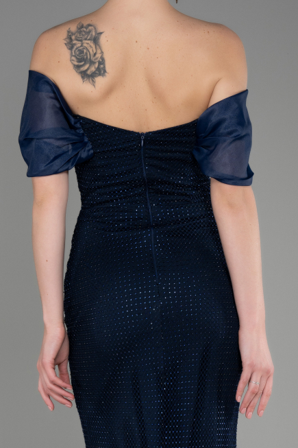Robe Queue de Poisson Longue File Bleu Marine ABU3769