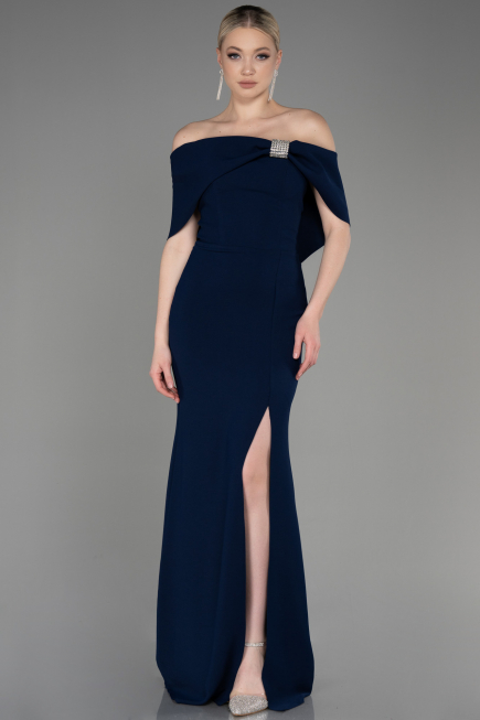 Robe de Soirée Longue Bleu Marine ABU3775