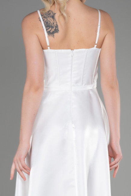 Tenue de Soirée Midi Satin Blanc ABK2011