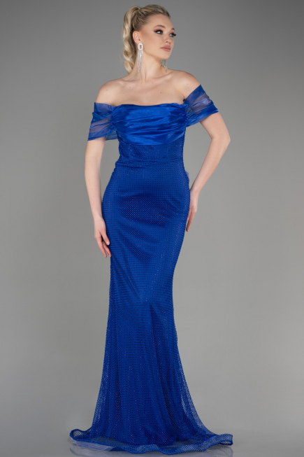 Robe Queue de Poisson Longue File Bleu Saxe ABU3769