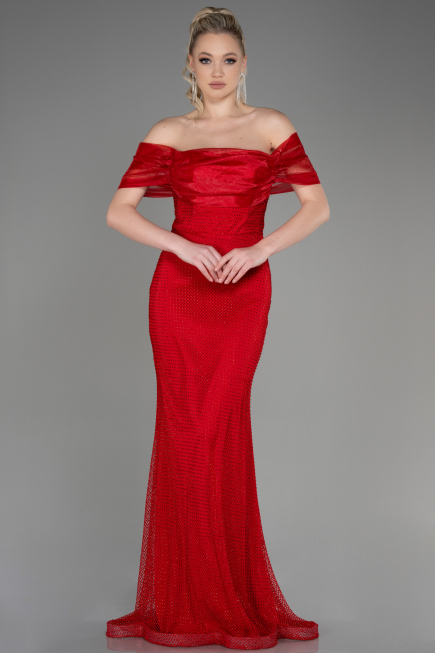 Robe Queue de Poisson Longue File Rouge ABU3769