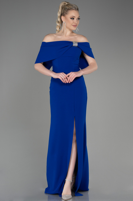 Robe de Soirée Longue Bleu Saxe ABU3775