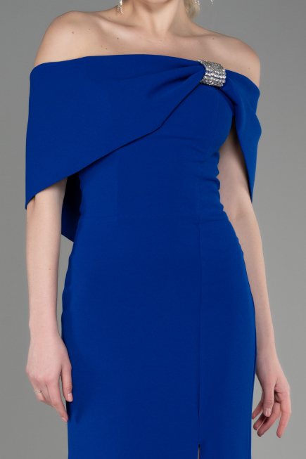Robe de Soirée Longue Bleu Saxe ABU3775