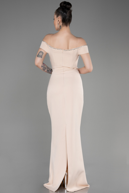 Robe de Soirée Longue Beige ABU3781