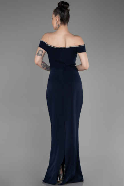 Robe de Soirée Longue Bleu Marine ABU3781