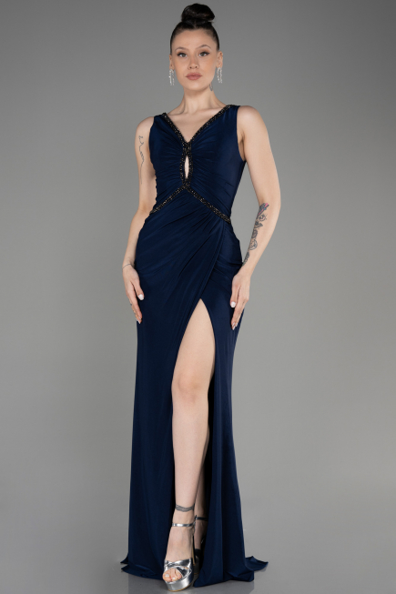 Robe Queue de Poisson Longue Bleu Marine ABU3782