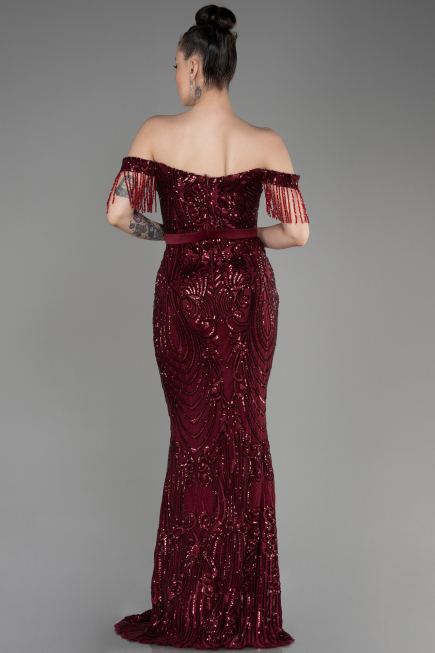 Robe De Fiançailles Grande Taille Longue Rouge Bordeaux ABU3785
