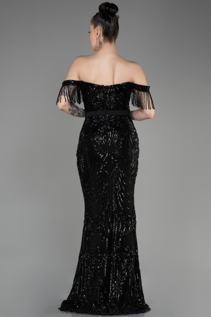 Robe De Fiançailles Grande Taille Longue Noir ABU3785