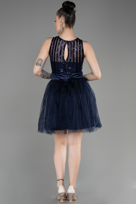 Robe de Soirée Courte Bleu Marine ABK2016