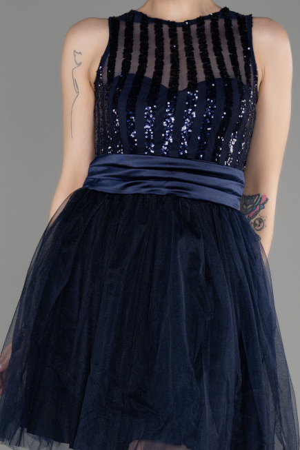 Robe de Soirée Courte Bleu Marine ABK2016