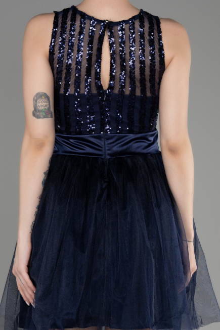 Robe de Soirée Courte Bleu Marine ABK2016