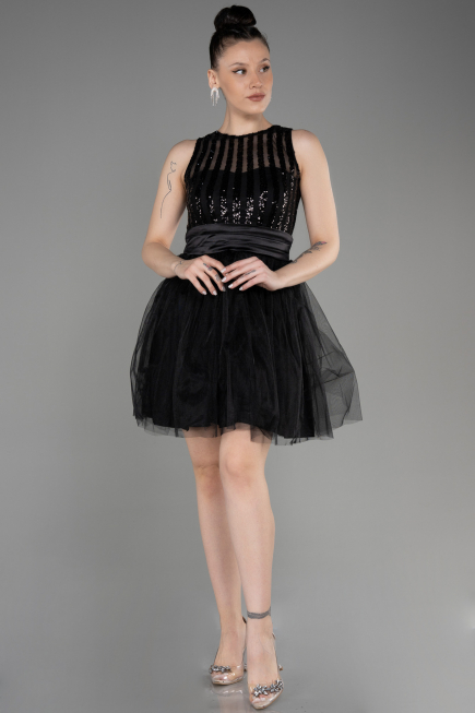 Robe de Soirée Courte Noir ABK2016