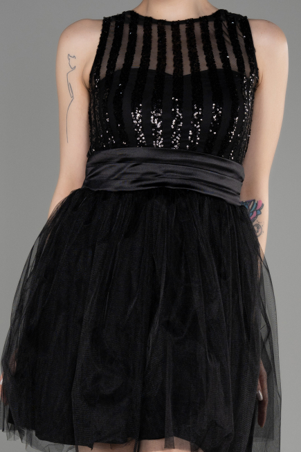 Robe de Soirée Courte Noir ABK2016