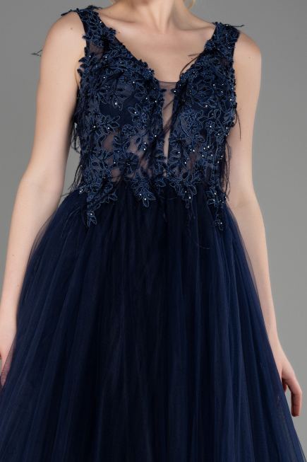 Robe de Soirée Longue Bleu Marine ABU3718