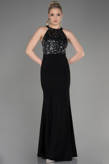 Robe Queue de Poisson Longue Noir-Argent ABU608