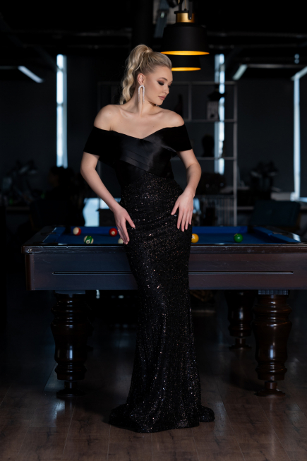 Robe Queue de Poisson Longue Noir ABU3770