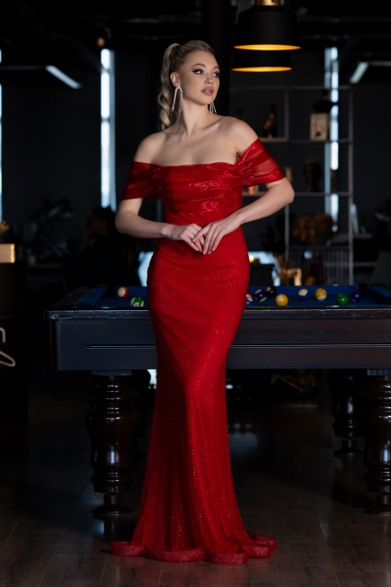 Robe Queue de Poisson Longue File Rouge ABU3769