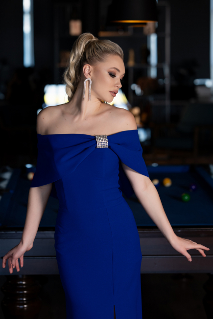 Robe de Soirée Longue Bleu Saxe ABU3775