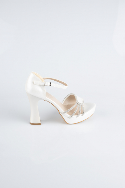 Chaussure Talon Plateforme Cuir Blanc MJD3409
