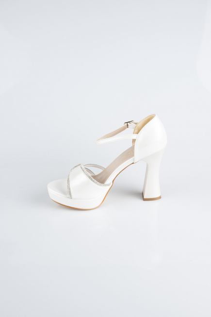 Chaussure Talon Plateforme Cuir Blanc MJD3409