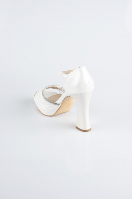 Chaussure Talon Plateforme Cuir Blanc MJD3409