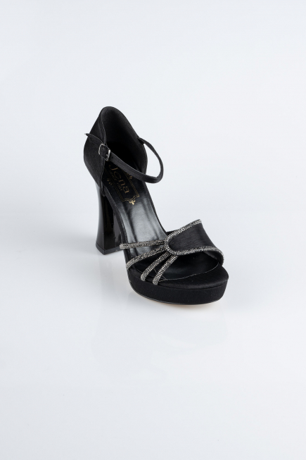 Chaussure Talon Plateforme Satin Noir MJS3409
