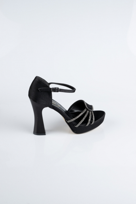 Chaussure Talon Plateforme Satin Noir MJS3409