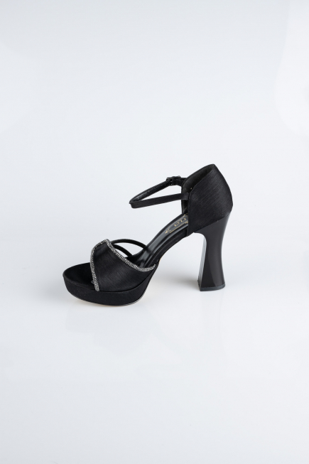 Chaussure Talon Plateforme Satin Noir MJS3409
