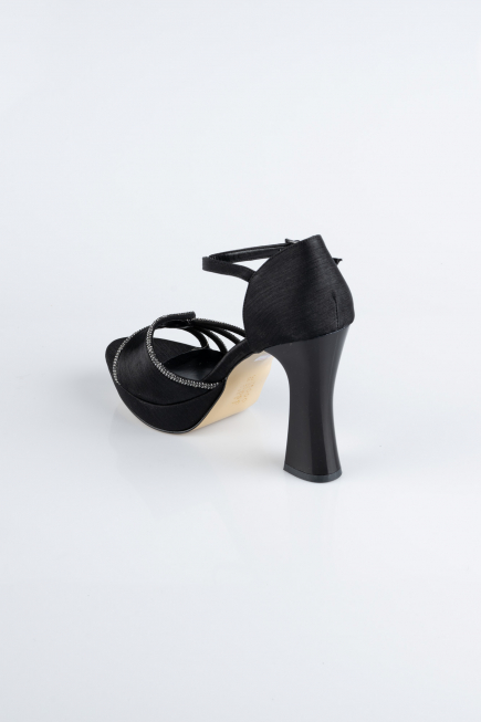 Chaussure Talon Plateforme Satin Noir MJS3409